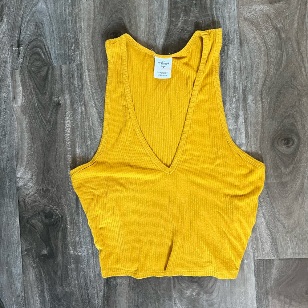 Mustard Yellow cropped ribbed tee